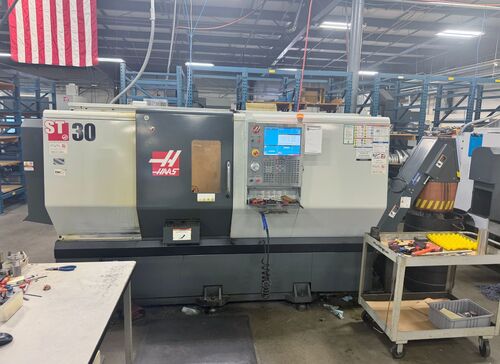 Haas #ST-30, cnc lathe, 21" dia x 26" L max, 10" chuck, 3" bar, 30 HP, 3400 RPM, 12 turret, rigid tap - Image 2