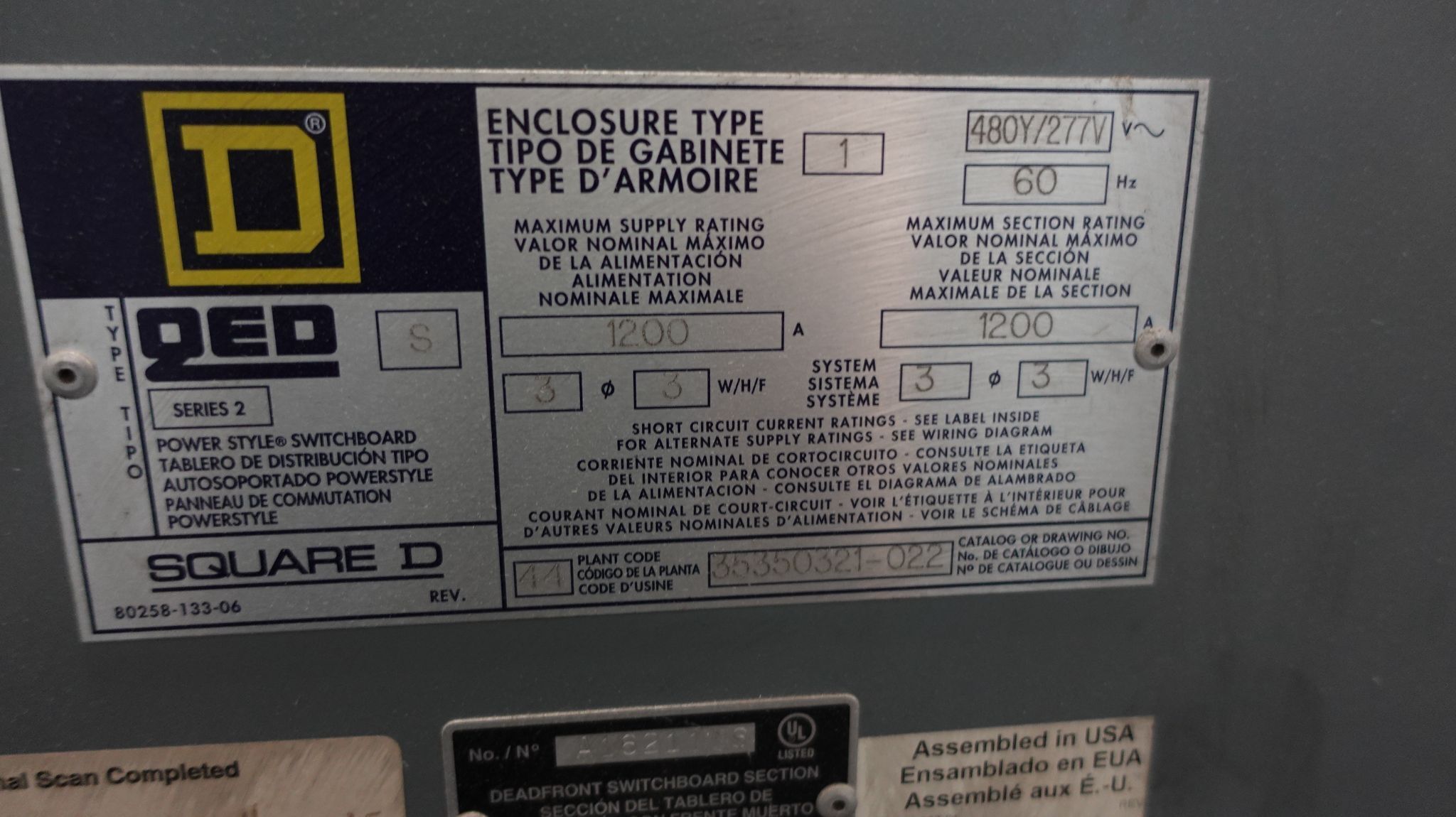 1600 Amps, Square D, QED-Power, (7) Switchboards w/ #5 Motor Control Center, 480 Volts & 480Y/277 Volts, type - Image 9