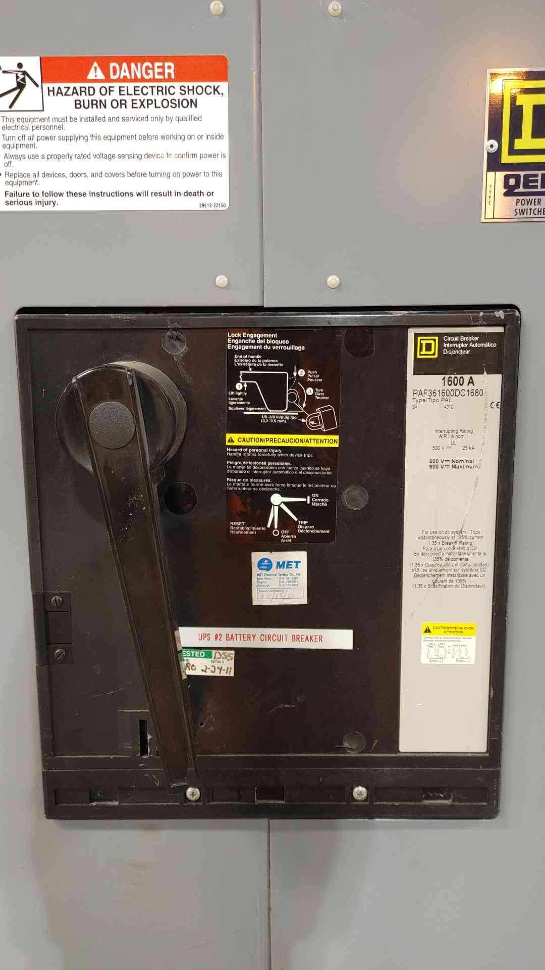 1600 Amps, Square D #QED-2, QED Power Style Switchboard, 500 V.DC, Single Section, PAF Breaker - Image 4