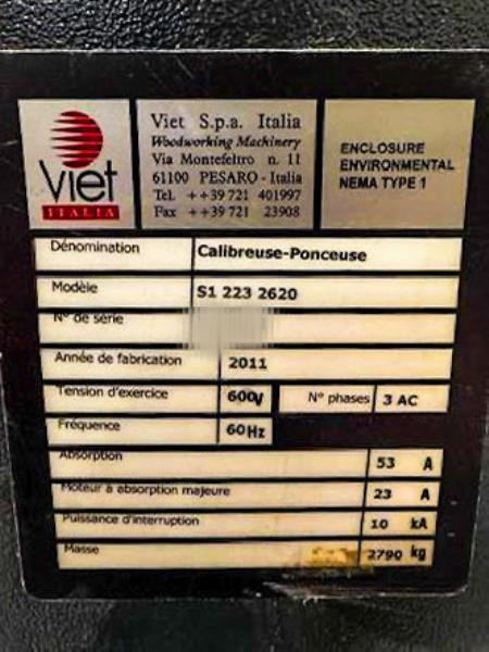 54" x 103" Viet #S1-223-RKRT-VN, 2-head abrasive belt sander, 2011 - Image 7