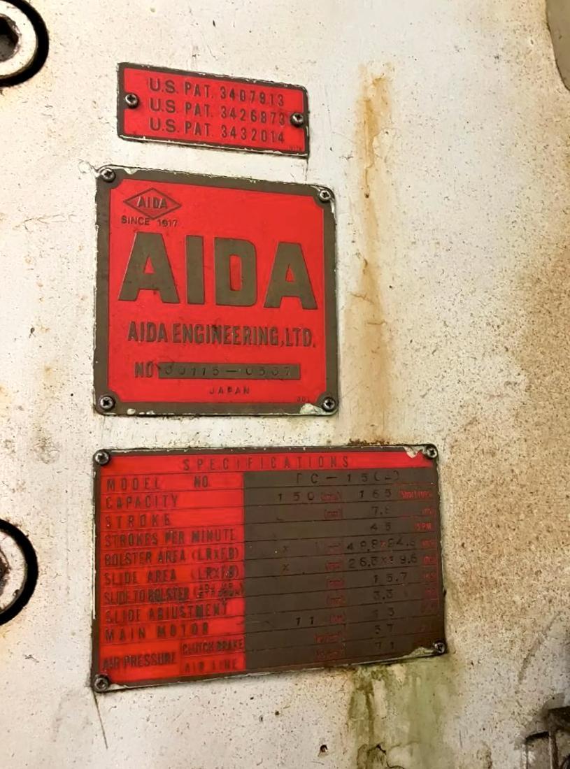 165 Ton, Aida #PC-15(2), gap frame press, single crank, 7.87" stroke, 3.3" adj., 45 SPM - Image 5