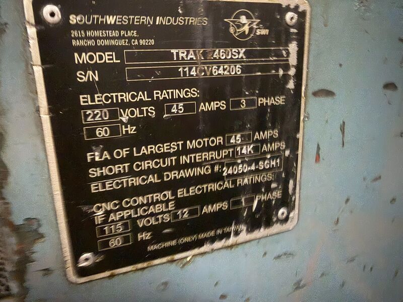 Southwestern Industries #Trak-2460SX, 2-Axis CNC lathe, 24" swing, 60" centers, 12" chuck, 1800 RPM - Image 8