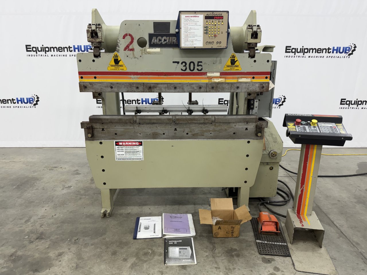 30 Ton, Accurpress #7305, CNC hydraulic press brake, 5' overall, 52" between housing, 6" stroke, 5 HP, 1996 - Image 1