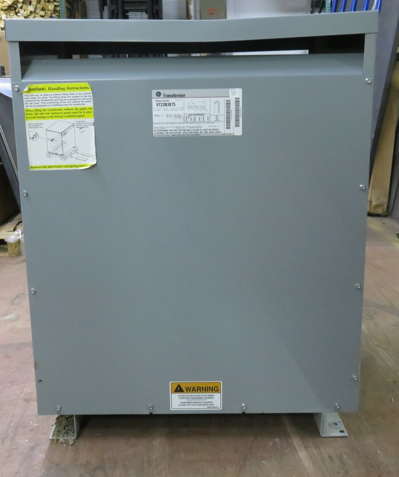 112.5 KVA 480 Primary, 208/120 Secondary, General Electric #9T23B3875, Transformer, 3 Phase, Class AA - Image 1