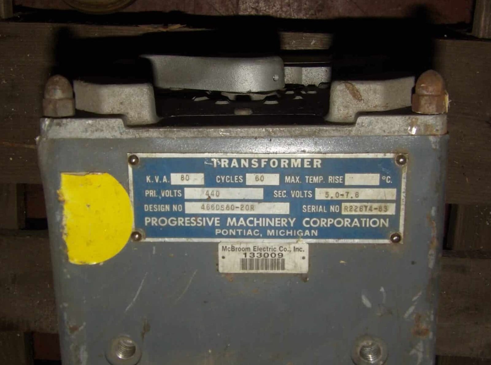 80 KVA, Progressive Machinery #466DS80-20R, Welding Transformer, 440 V., 60 Hz. - Image 2