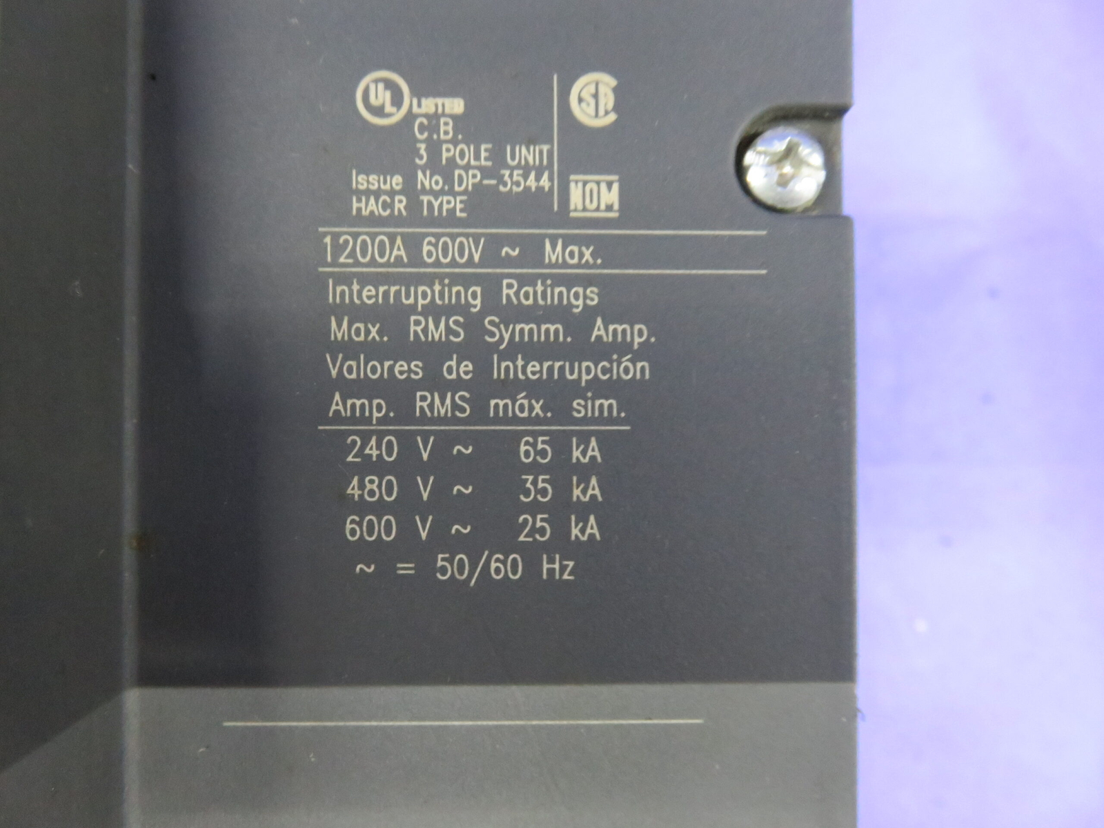 1200 Amps, Siemens #NNX3T120, Circuit Breaker, 3-pole, 600 Volts, adjustable trip - Image 7