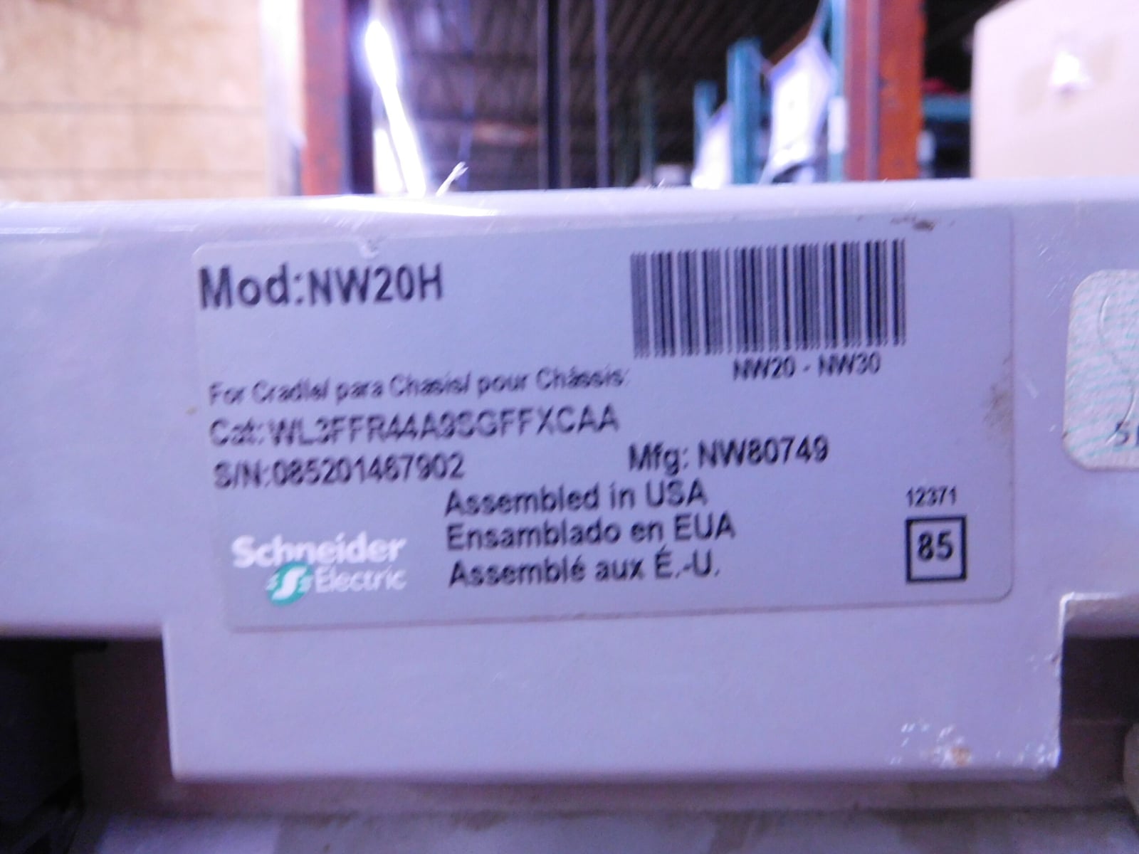 2000 Amps, Square D #WL3FF44APSGFFXCAA, Masterpact NW20H Circuit Breaker, 3-pole, 600 Volts, Micrologic - Image 6