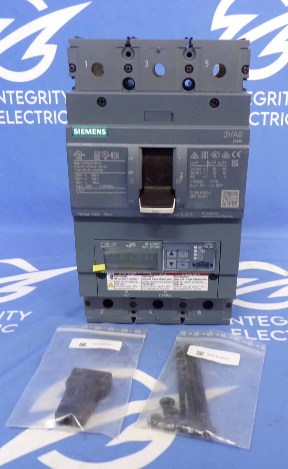 400 Amps, Siemens #3VA6340-5JQ31-0AA0, 3VA6 Molded Case Circuit Breaker, 3-pole, 600 Volts, ETU560 LSIG trip - Image 2