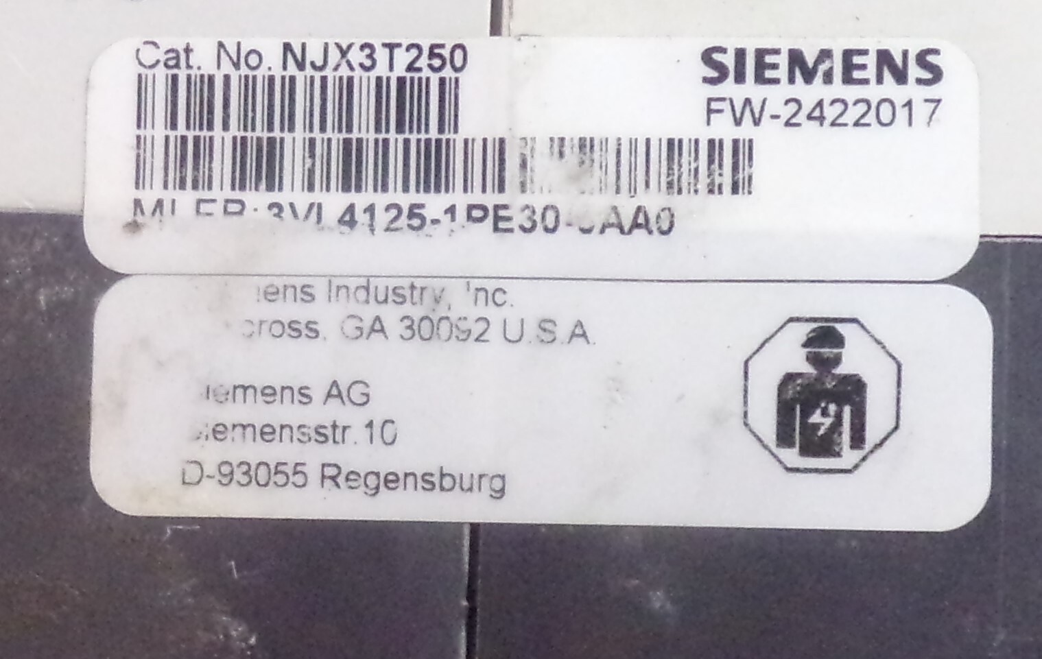 250 Amps, Siemens #NJX3T250, Circuit Breaker, 3-pole, 600 Volts, w/ trip unit, bolt-on - Image 4