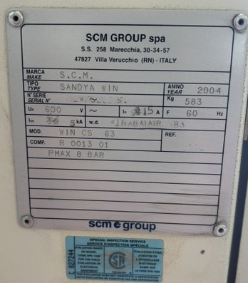 24.8" SCM #Win-CS63, Wide Belt Sander, 0.118"-6.3" thickness, roller & shoe head, 61" x 25.2" abrasive belt - Image 7