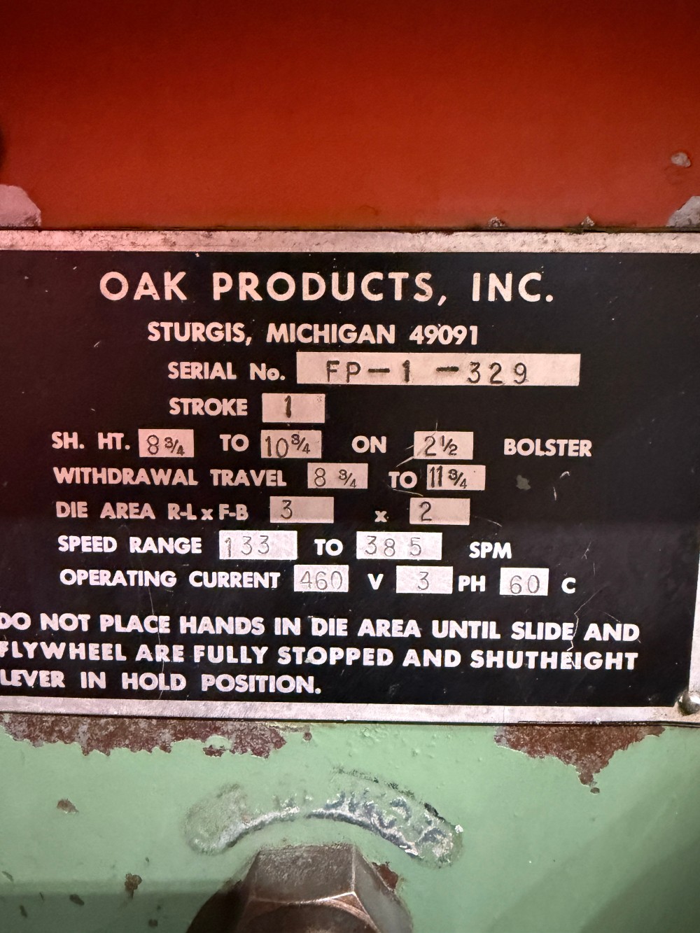30 Ton, Burr Oak #FP1, 1" stroke, 133-385 SPM, uncoiler, suction hood - Image 2