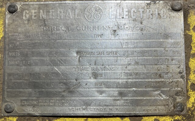 200/265 HP 410/385 RPM General Electric, Frame MD618, DP, Series, 230 Volts, DC Crane and Mill Motor (2 - Image 2