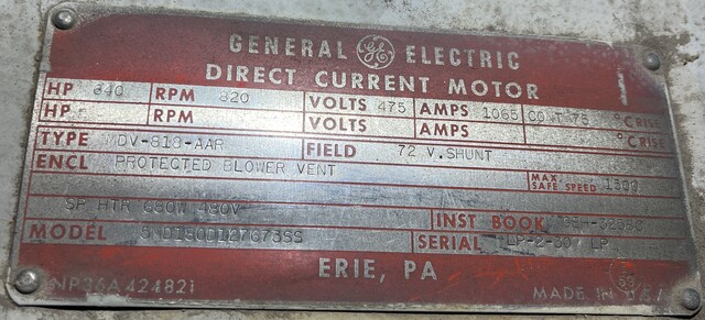 250 HP 435 RPM General Electric, Frame MDV818, TENV, Shunt, 230 Volts, DC Crane and Mill Motor (3 available) - Image 2