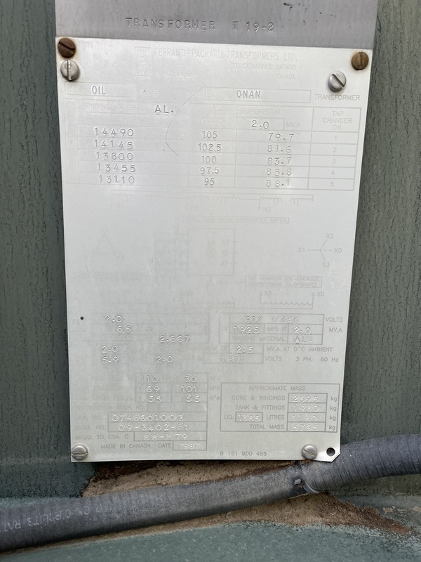 2000 KVA 13,800 Primary, 600Y/347 Secondary, Ferranti Packard, Pad Mount Transformer, oil filled, 3PH, 1987 - Image 2