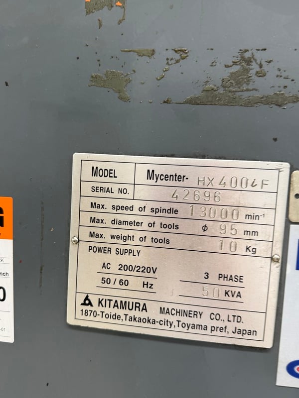 Kitamura #HX400iF, CNC horizontal machining center, 50 automatic tool changer, 28.9" X, 24" Y, 24" Z, 13000 - Image 7
