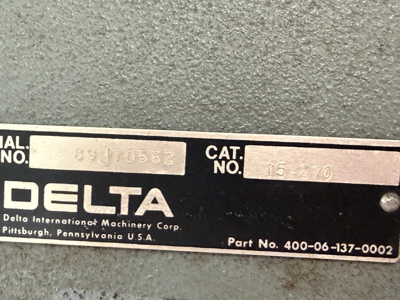 17" Delta #15-270, drill press, 3/4 HP, 5" quill travel, 12-1/2" x 17" table, 2MT spindle, step pulley - Image 6