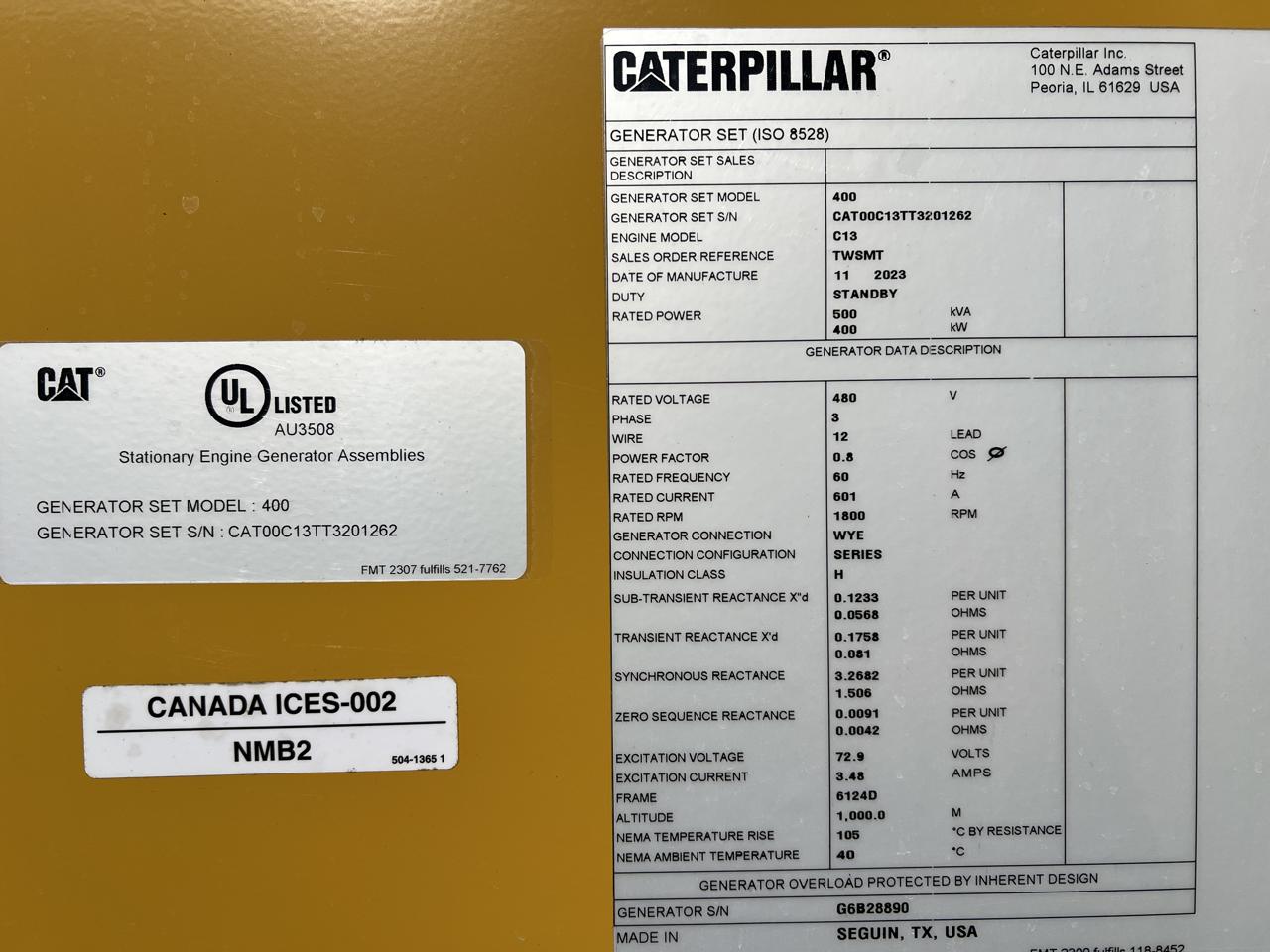 400 KW Caterpillar #C13, diesel generator set, 480 Volts, 1/3 phase, EPA Tier 3, sound attenuated enclosure - Image 8