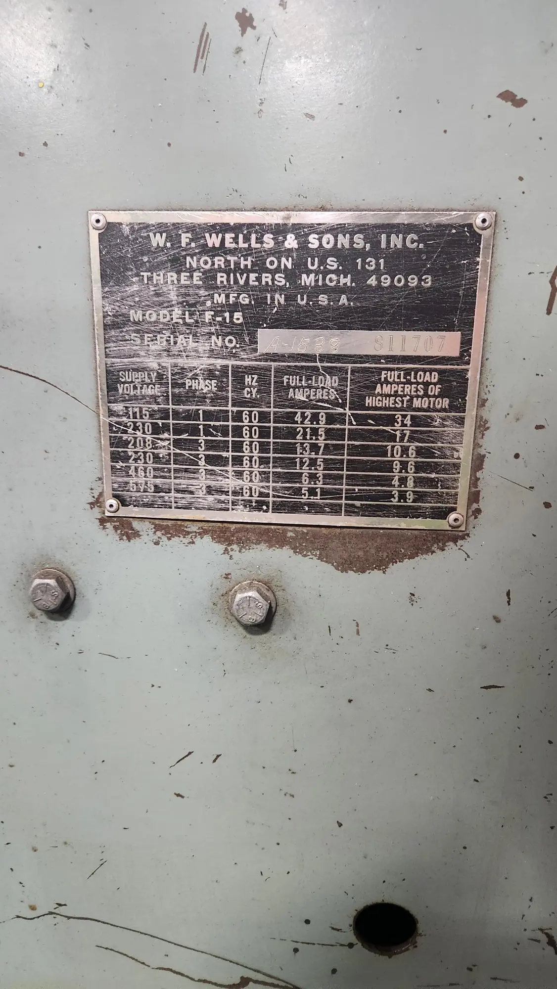 15" x 17" W.f. Wells #F-15, automatic horizontal band saw, 15" round capacity, 75-300 FPM, 1" x 173" blade - Image 8