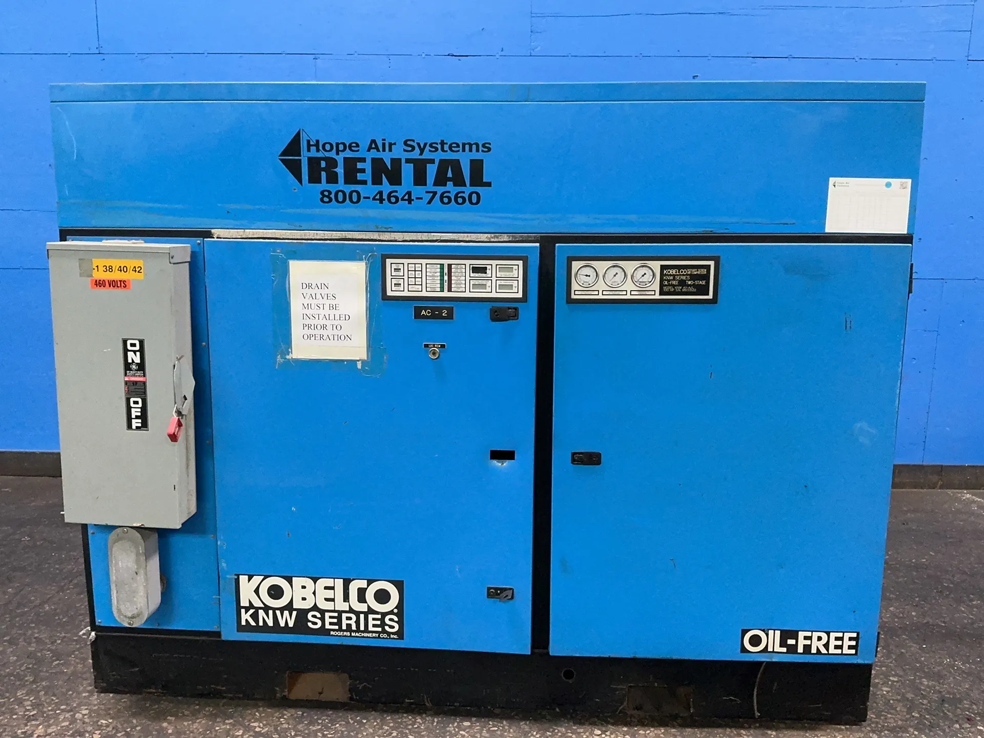 Kobelco #KNW-A1-A/L, Rotary Screw Air Compressor, 44,371.57 Hours - Image 1