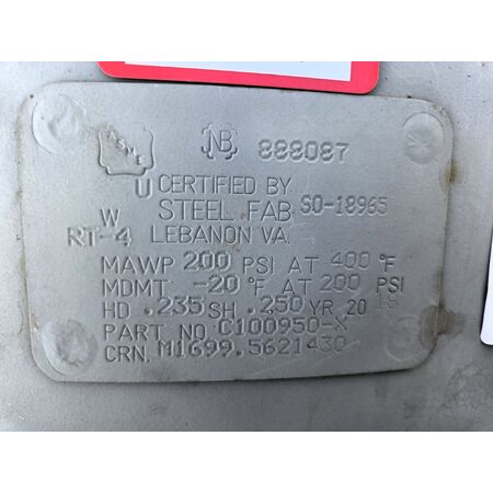 660 gallon Steel Fab, vertical compressed air receiver tank, 200 psi @ 400°F, 42" diameter x 124" tall, 4" - Image 2