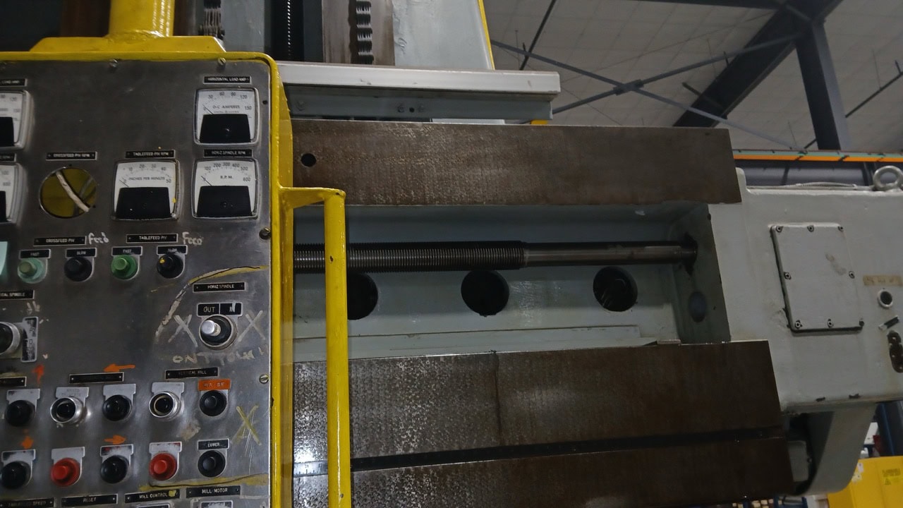 59" x 164" Kollman #MA-64, planer type mill, vertical & horizontal spindle, 157" table traverse, 16 spindle - Image 6