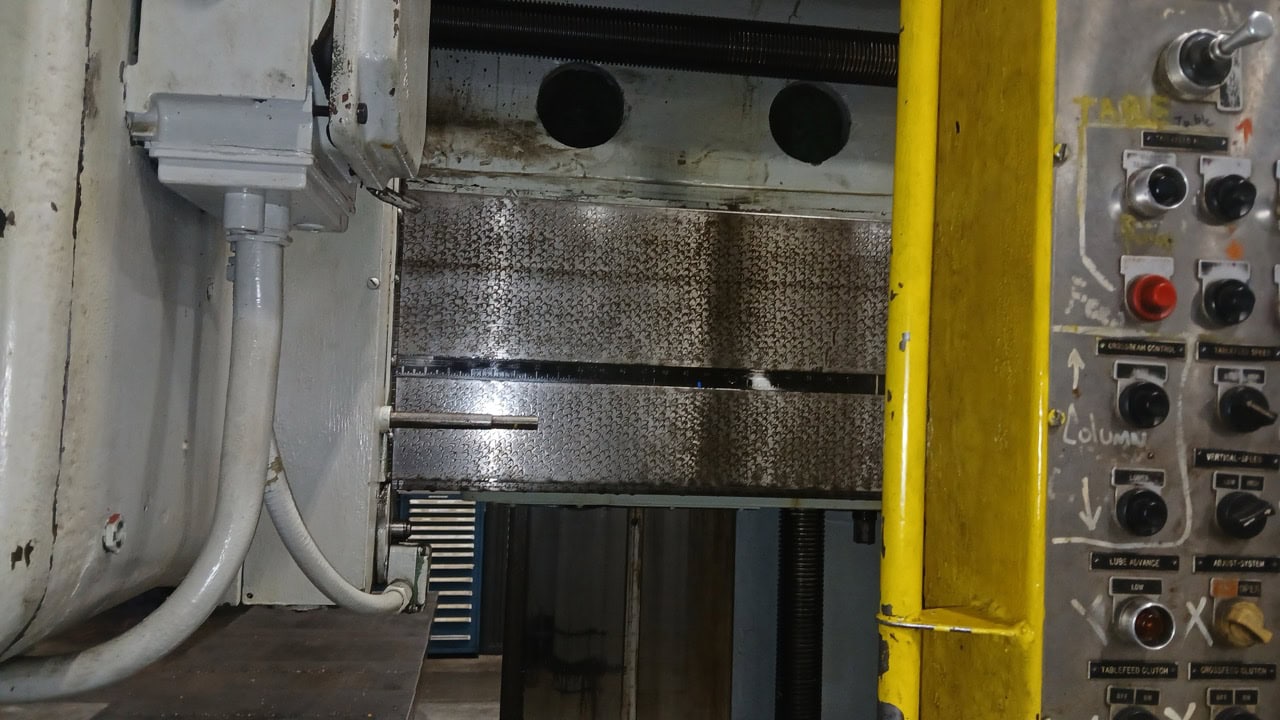 59" x 164" Kollman #MA-64, planer type mill, vertical & horizontal spindle, 157" table traverse, 16 spindle - Image 8