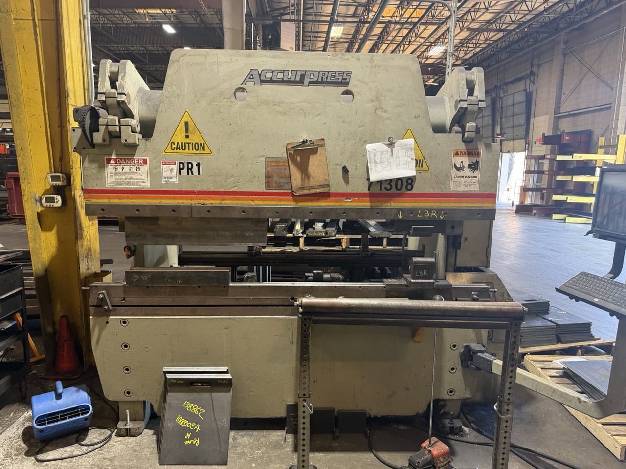 130 Ton, Accurpress #71308, hydraulic press brake, 8' overall, 10" throat, 24" X-Axis, 2-Axis backgauge, 800 - Image 1