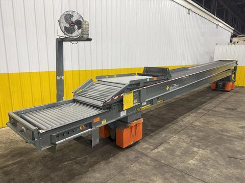 35" wide x 64' long, Roach #TL2, truckloader 2-stage powered telescoping roller conveyor - Image 1