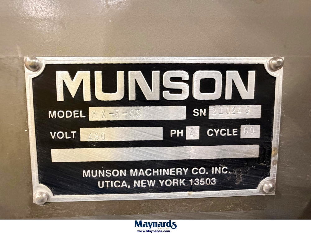 Munson Machinery #MX-5-SS, Rotary Batch Mixer, Stainless Steel, 460 V., 3ph - Image 5