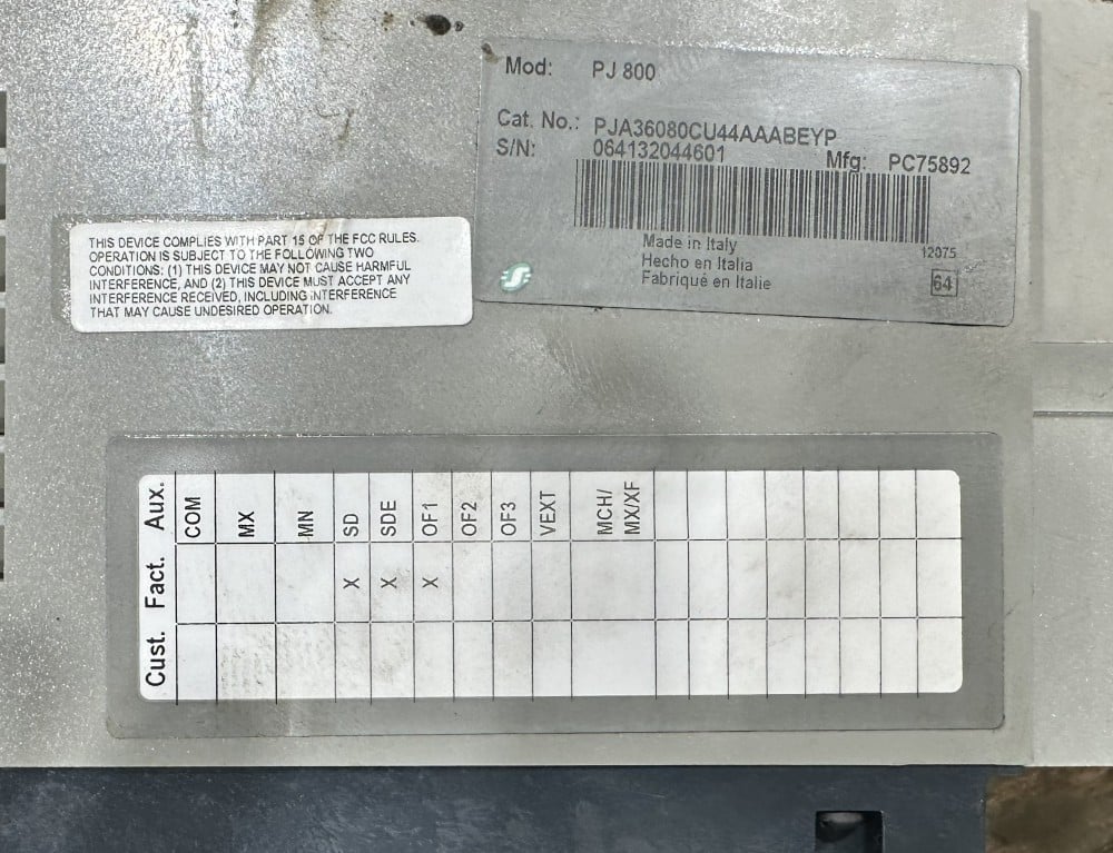 Square D, Powerpact PJ800, 800A Sensor, 3-Pole, 600V MAX., Molded Case Power Breaker - Image 3