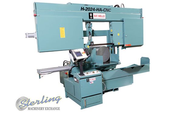 24" x 20" W.F. Wells #H-2024HA-CNC, fully automatic w/shuttle type barfeed horiz.twin post, 10 HP, new - Image 1