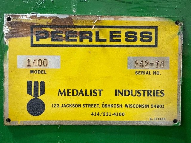 14" Peerless #Accumatic-1400, Horizontal Band Saw, 144" x 1" blade, 300 RPM, hydraulic clamping, automatic - Image 8