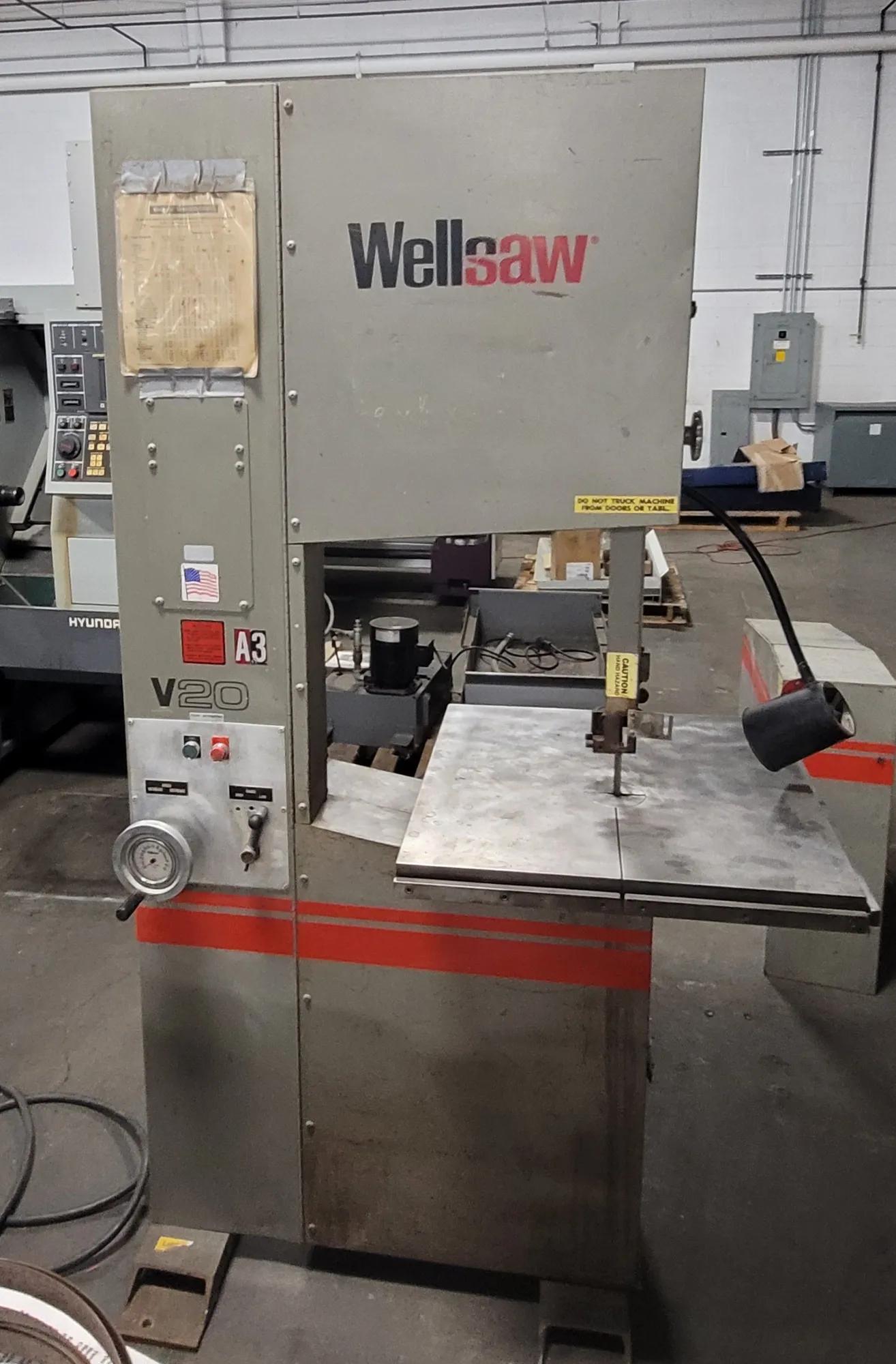 20" x 16" Wellsaw #V20, Vertical Band Saw, 177" x 3/16"- 3/4" blade, 45-3000 SFPM, 26" x 26" cast iron table - Image 2