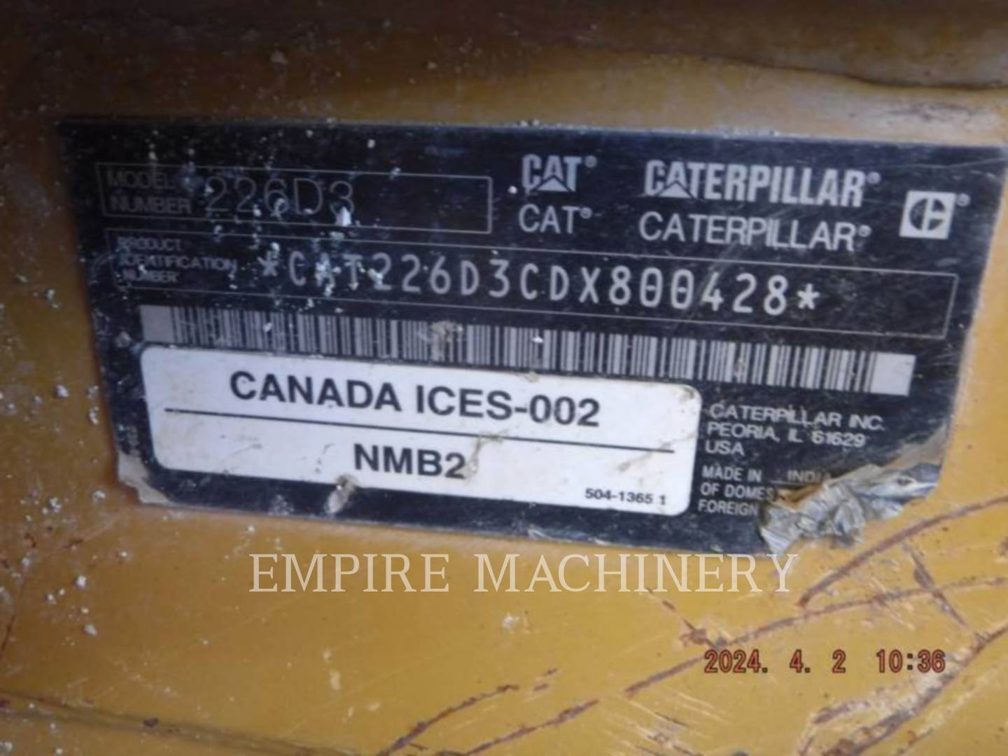 Cat 226D3 CA, Skid Steer Loader, 2631 hours, S/N: DX800428, 2021 - Image 7