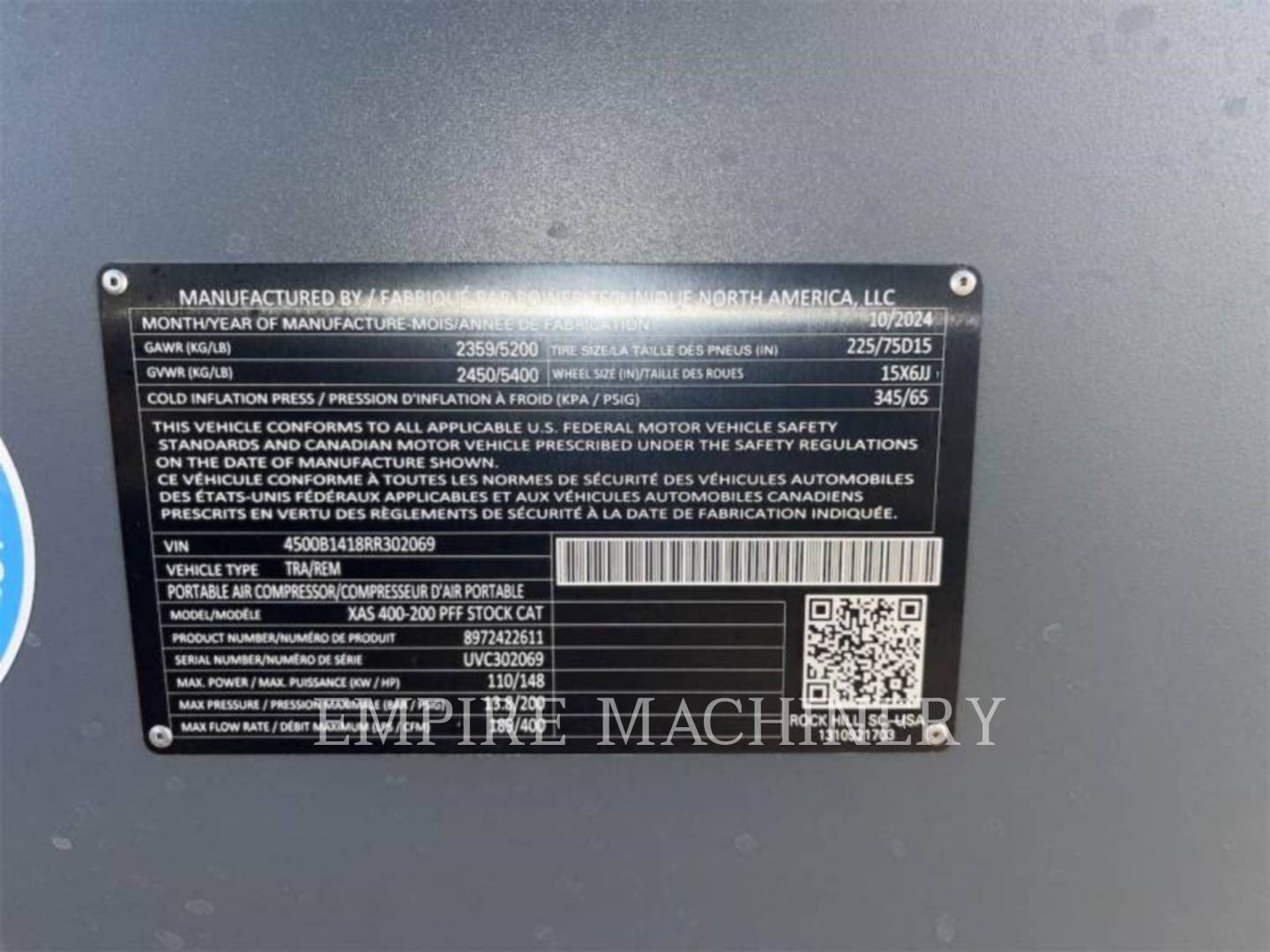 Atlas-Copco XAS400CD, 1112 hours, S/N: UVC302069, 2024 - Image 5