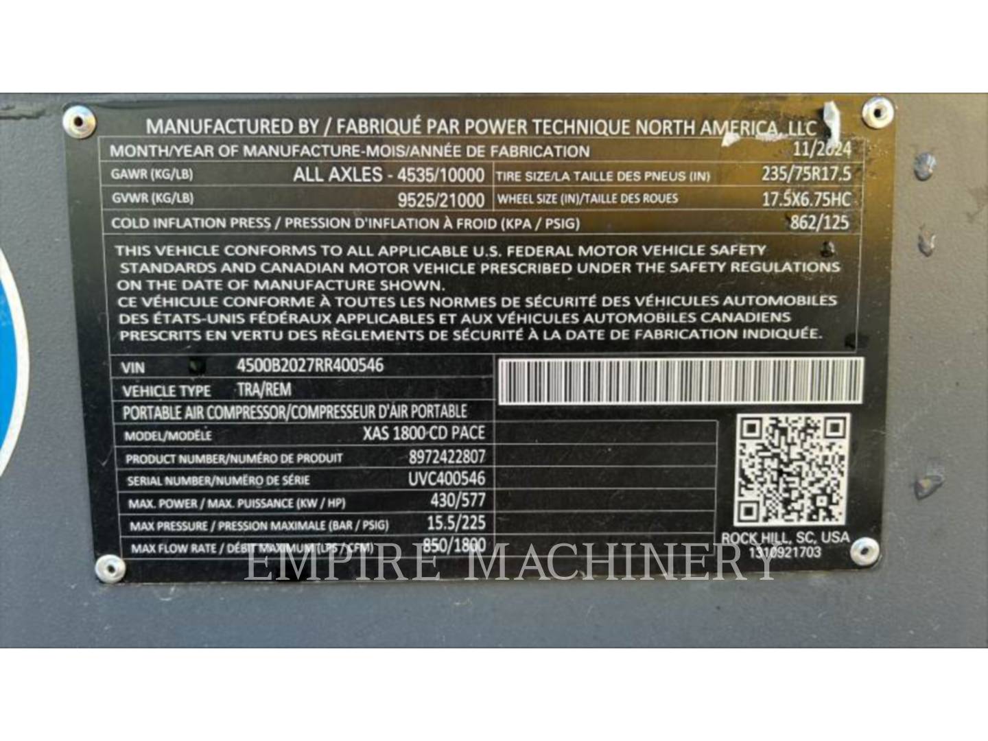 Atlas-Copco XAS1800CD, 1237 hours, S/N: UVC400546, 2025 - Image 7