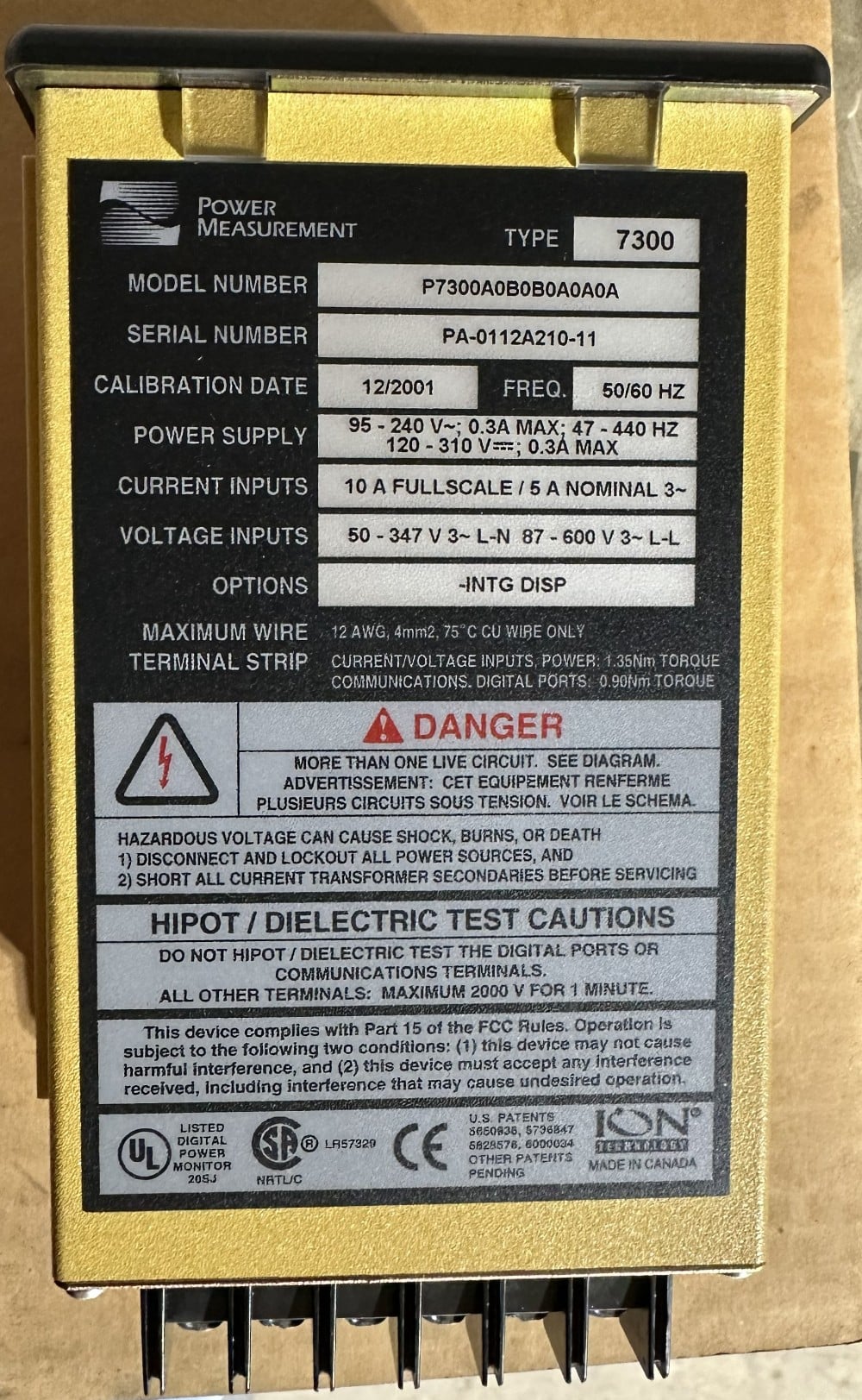 Power Measurement (ION Tech.) ION 73., Digital Power Meter w/ Integral Display, 5A Nominal 3-Phase/10A - Image 3