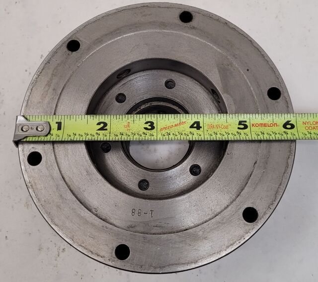 6" Buck #2063R, 3-jaw self-centering scroll lathe chuck, flat back, 1-1/2" thru hole, 3000 RPM, w/ chuck key - Image 9