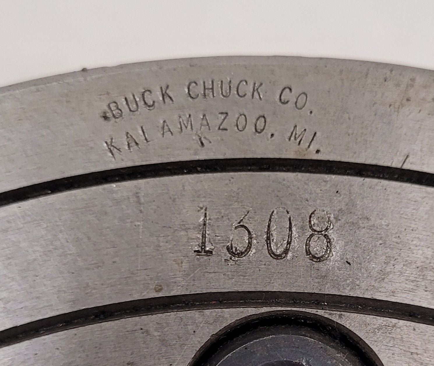 8" Buck #1308, 4-jaw lathe chuck, D1-4 Camlock back, 2" thru hole, 1800 RPM, w/ chuck key - Image 3