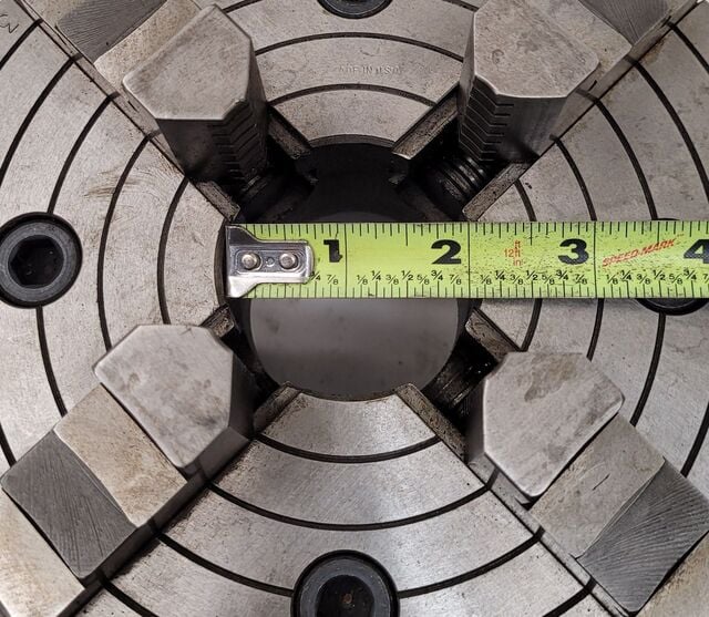 8" Buck #1308, 4-jaw lathe chuck, D1-4 Camlock back, 2" thru hole, 1800 RPM, w/ chuck key - Image 5