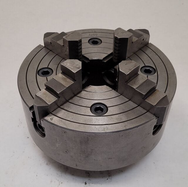 8" Buck #1308, 4-jaw lathe chuck, D1-4 Camlock back, 2" thru hole, 1800 RPM, w/ chuck key - Image 6