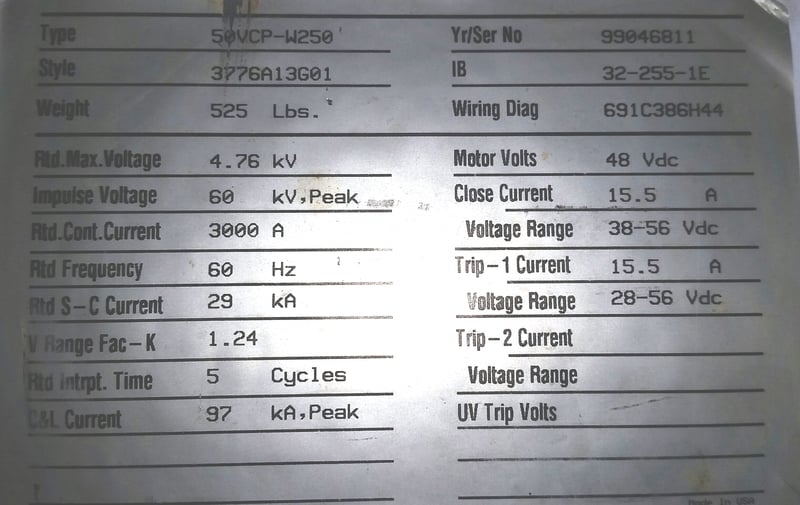 3000 Amps, Westinghouse, 50vcp-w-250, 48 VDC - Image 5