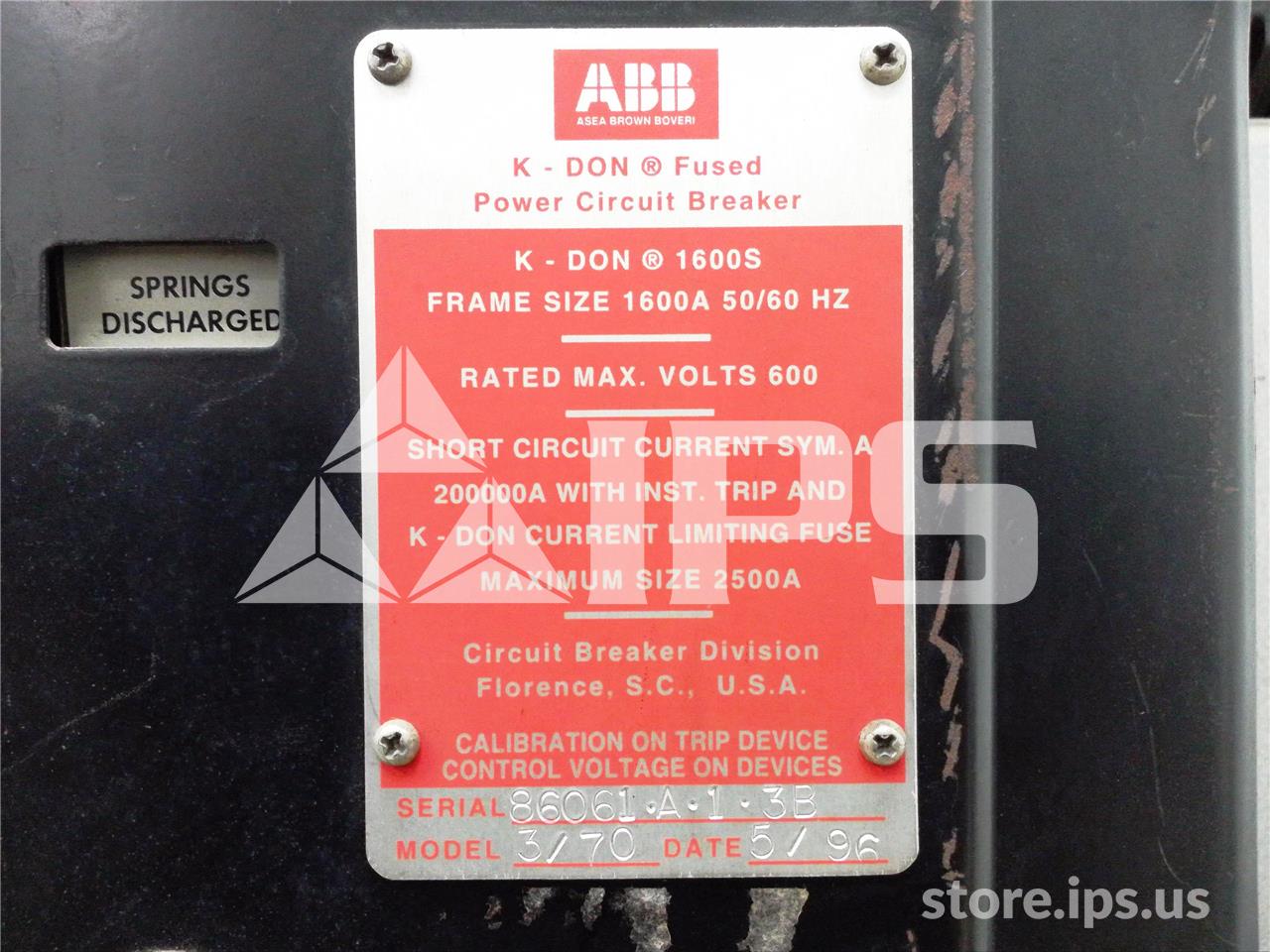 1600 Amps ABB Kdon-1600s Red Eo/do 48 Volts DC Control, 120 Volts AC Shunt Trip, 1600 Amps Ct, 1000 Amps - Image 5