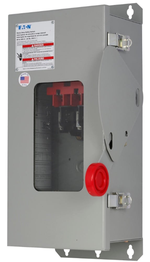 30 Amp. Eaton #DH361FDKW, Single-Throw Safety Disconnect Switch, NEMA 12/3R, 3P3W, NEW - Image 1