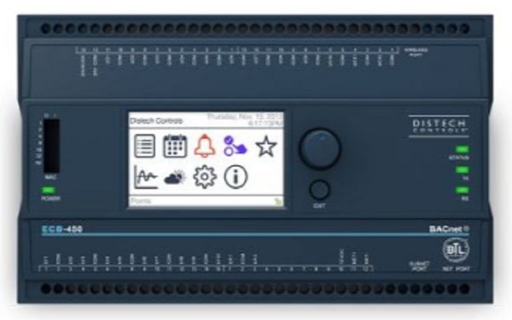 Distech #CDIB-453X-00, ECB-453 BACnet Programmable Controller LCD, 12UI 8DO 4UO, Refurbished - Image 1