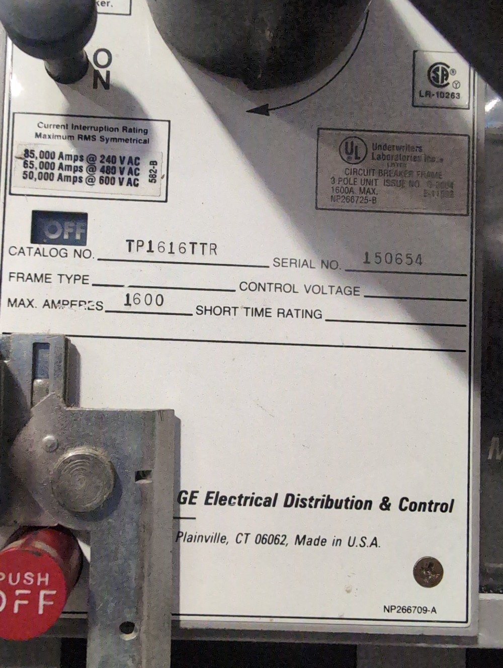 1600 Amps, General Electric #Spectra-Series, Power Break Switchboard, 480/277 Volts, 3-phase, Nema 1 - Image 5
