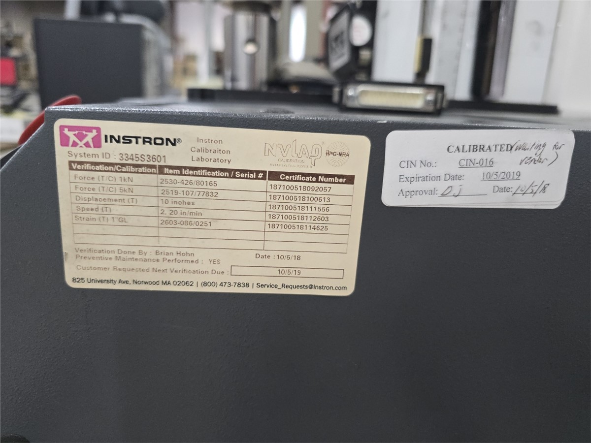 1125 lbf (5 kN) Instron #3345, tension & compression testing machine, 44.2" vertical test space, long travel - Image 10