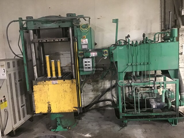 206 Ton, Lawton, 4-Post Up-Acting Hydraulic Press, 18" stroke, 28.5" x 24" bed, 14.5" bore, 2500 psi - Image 2