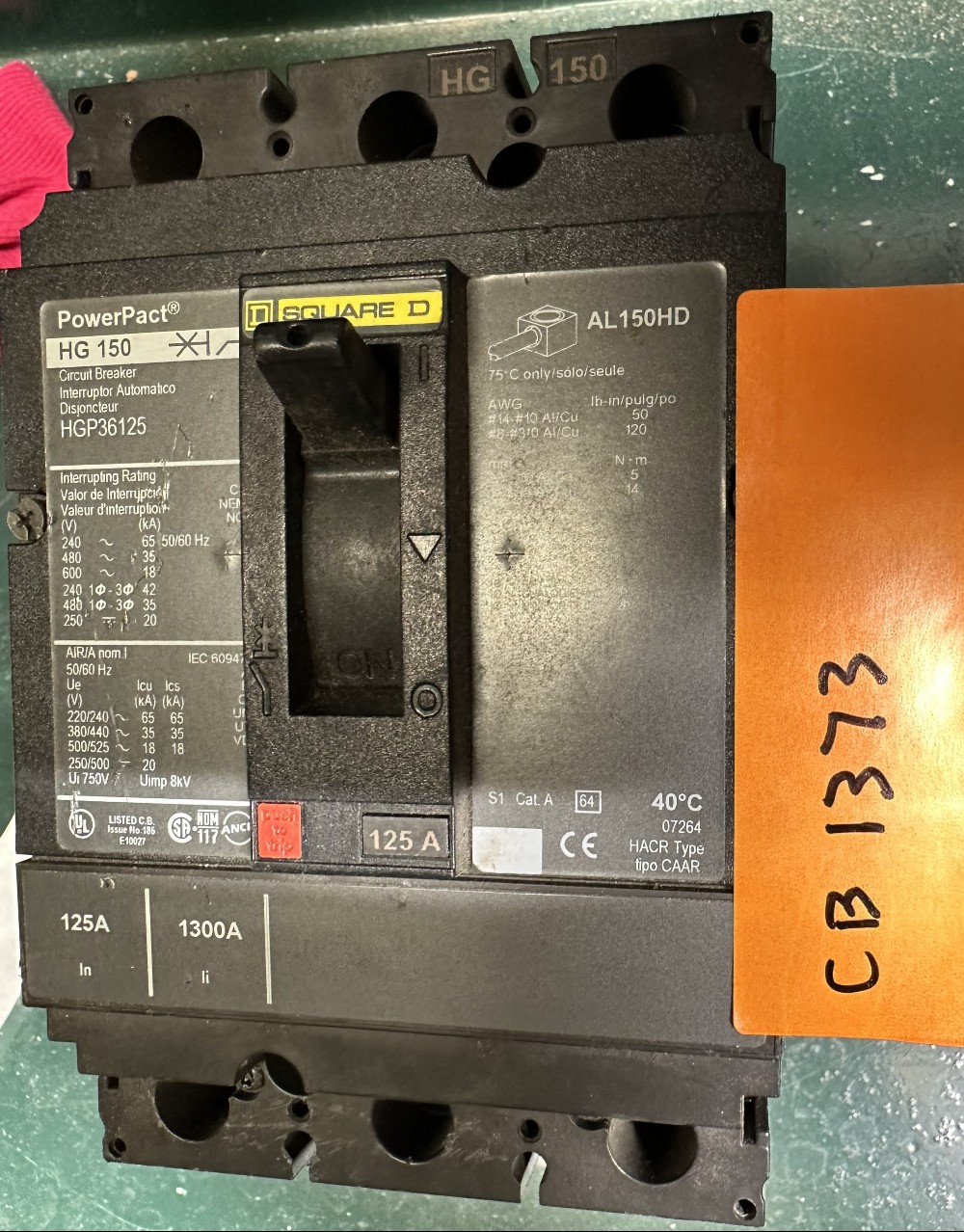 125 Amps, Square D, Power Pact Series, Molded Case Circuit Breaker, 3-Pole, Fixed / No Adjustable Trip - Image 3