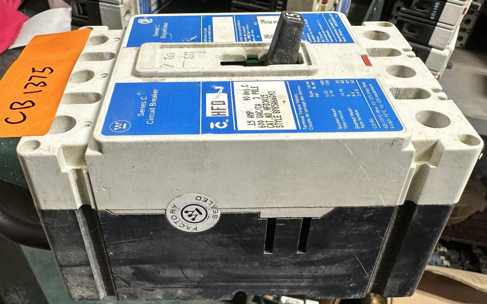 15 Amps, Westinghouse, C-Series, Molded Case Circuit Breaker, 3-Pole, Fixed / No Adjustable Trip - Image 1
